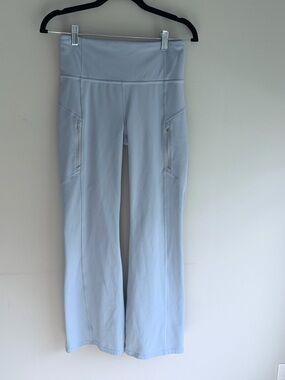 Athleta Rainier Bootcut Pants Women Small Blue Fleece Lined Zip Pocket Leggings